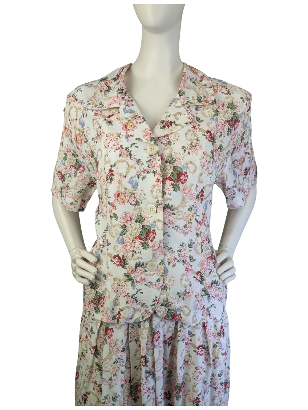 Vintage 80s Susan Bristol Floral Blouse Made In Canada Garden Party Size 14